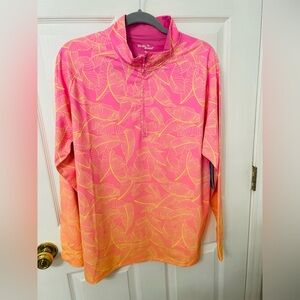Birdies Pink and Yellow Leaf Pattern Top